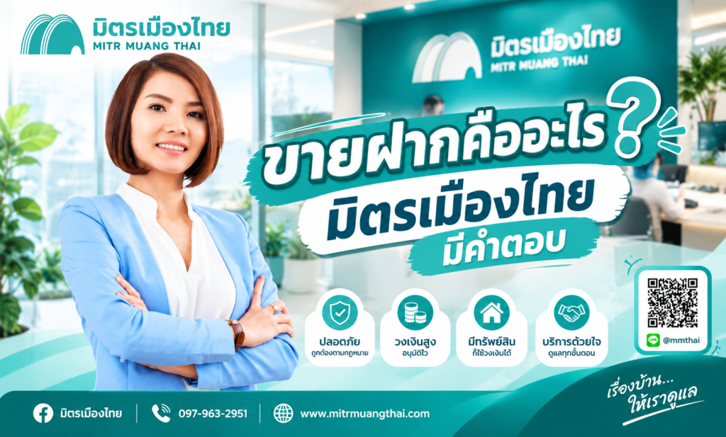 การขายฝากคืออะไร มิตรเมืองไทยมีคำตอบ ขายฝากที่ดิน บ้าน คอนโด ถูกกฎหมาย